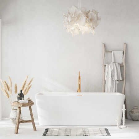 Wanna wolnostojąca Balneo ROMA 170 x 80 cm biała akrylowa z ramą ze stali nierdzewnej i 6 nóżkami stabilizującymi z przelewem i korkiem miedzianym