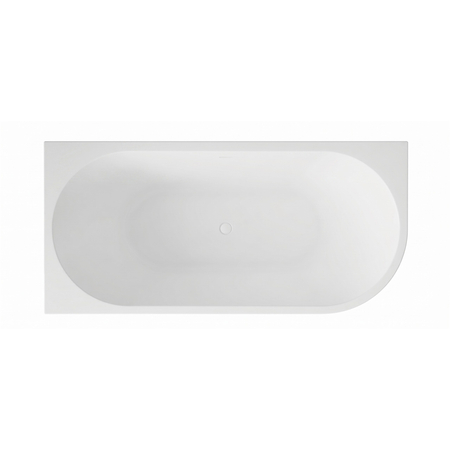 Freestanding bathtub corner left Balneo AVOLA NO RIM 170 x 80 cm white acrylic with frame made of stainless steel and 6 stabilizing legs with overflow and white plug