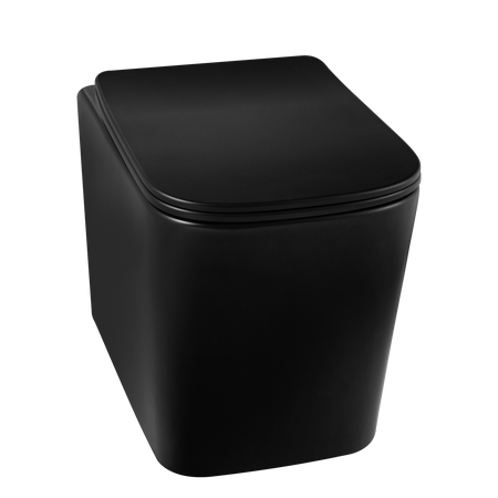 Balneo Luga Black Rimless Wall-Hung Toilet Bowl with Soft-Close Duroplast Seat