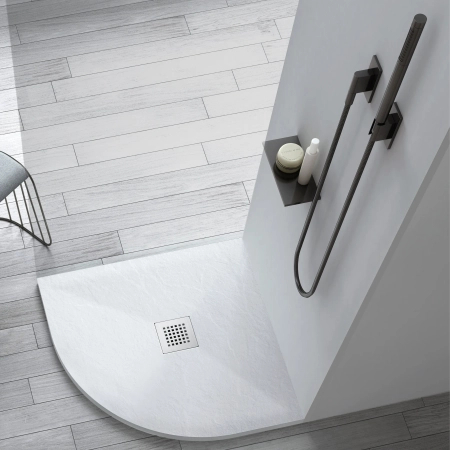 Brodzik z konglomeratu mineralnego Balneo Stone Tray 90 x 90 x 2,5 cm biały niski półokrągły