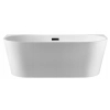 Balneo VIVA wall-mounted freestanding bathtub, white, 160 x 75 cm, acrylic, with stainless steel frame and 6 stabilizing legs, overflow, and black click-clack drain