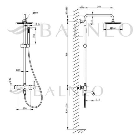 Bateria prysznicowa Balneo Cascade zestaw 1 chrom