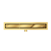 Linear drain floor Balneo Duplex Next Mirror Gold 80 cm gold double-sided made of stainless steel with low trap and deep sediment trap