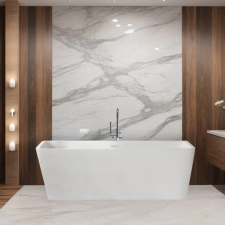 Balneo ROMA freestanding bathtub 170 x 80 cm white acrylic with stainless steel frame and 6 stabilising legs with overflow and chrome plug