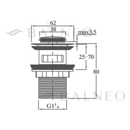 Balneo Brass Basin Pop-Up Plug Click-Clack B Gold with Overflow – Brushed Gold