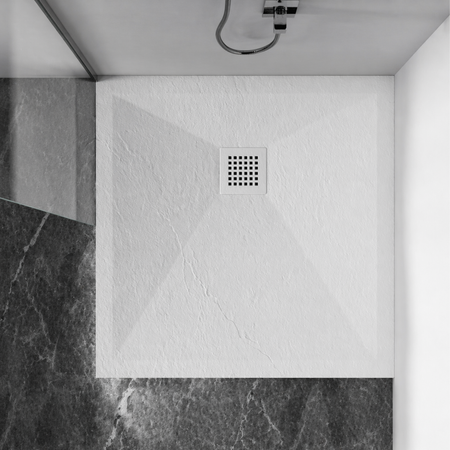 Balneo Stone Tray composite shower tray 90 x 90 x 2.5 cm white low square