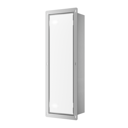 Schowek na szczotkę WC Balneo Wall Box Brush L White Glass prawy do wbudowania w ścianę ze stali nierdzewnej
