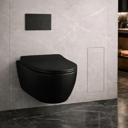 Schowek na szczotkę WC Balneo Wall Box Brush S Tiles prawy do wbudowania w ścianę ze stali nierdzewnej