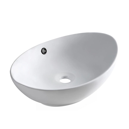 Balneo Zerra 59 × 39 cm white ceramic countertop basin with black overflow.