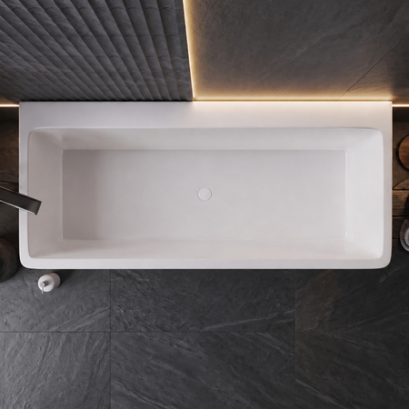 Freestanding bathtub Balneo ROMA NO RIM 170 x 80 cm white acrylic with frame made of stainless steel and 6 stabilizing legs with overflow and white plug