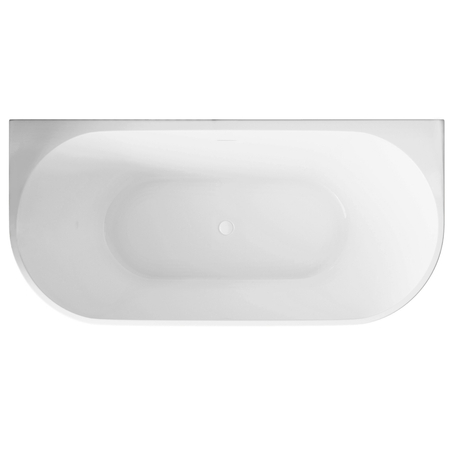 Freestanding bathtub wall-mounted Balneo VIVA NO RIM 150 x 75 cm white acrylic with frame made of stainless steel and 6 stabilizing legs with overflow and white plug