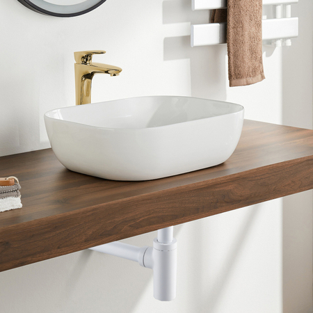Trap basin brass Balneo white round