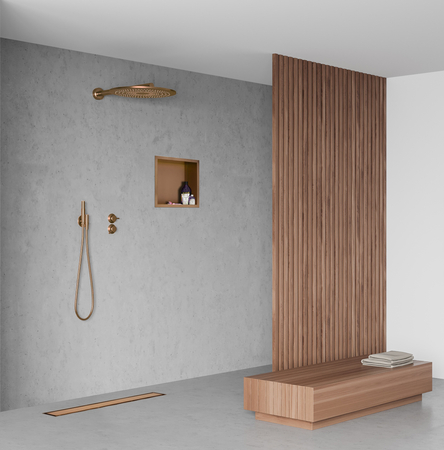 Półka wnękowa Balneo Wall Box One Copper 30 x 30 x 10 cm miedziana ze stali nierdzewnej z kołnierzem