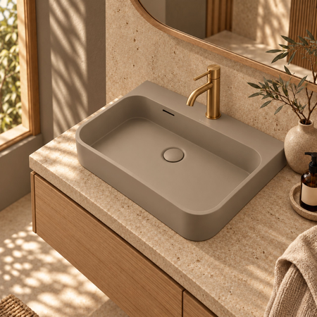 Washbasin BELORIA Solid Surface Mocca Mousse