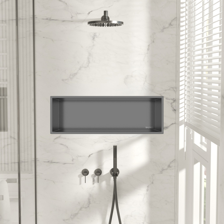 Balneo Wall Box One Gun Metal 60×20×10 cm recessed stainless steel shelf with flange