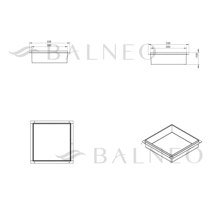 Balneo Wall Box No rim Copper 30 x 30 x 10 cm copper stainless steel recessed shelf without collar