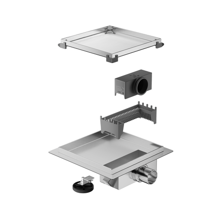 Drain floor square Balneo SQ-Drain NEXT 2in1 20×20 cm chrome double-sided