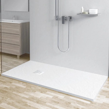 Brodzik z konglomeratu mineralnego Balneo Stone Tray 120 x 80 x 2,5 cm biały niski prostokątny