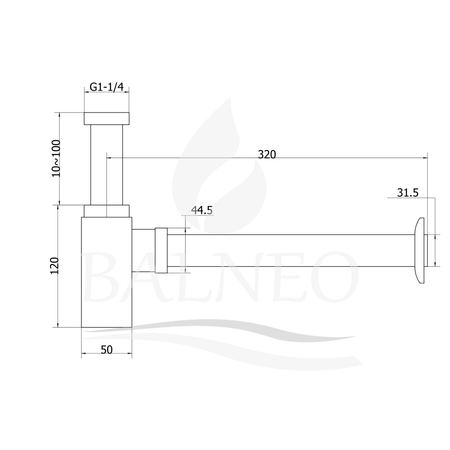 Trap basin brass Balneo white square