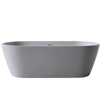 Wanna wolnostojąca VALIA Solid Surface Cemento Raw z syfonem i korkiem