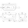 Free-standing wall-mounted bathtub Balneo VIVA white 170 x 80 cm acrylic with stainless steel frame and 6 stabilizing legs with overflow and gun metal plug