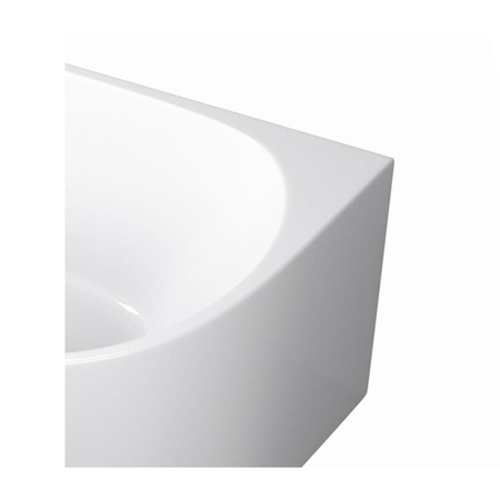 Balneo AVOLA 150 × 75 cm Left-Hand Freestanding Corner Bathtub, White Acrylic with Stainless Steel Frame, 6 Stabilizing Legs, Overflow and Chrome Plug