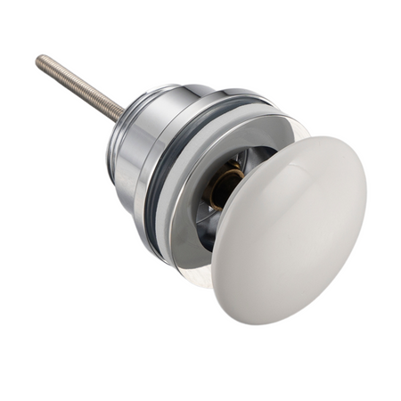 Brass washbasin stopper Balneo Klik Klak D white universal with ceramic head