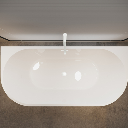 Balneo VIVA wall-mounted freestanding bathtub, white, 170 x 80 cm, acrylic, with stainless steel frame and 6 stabilizing legs, overflow, and white click-clack drain