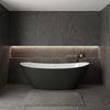 Freestanding bathtub Balneo PARMA NO RIM 170 x 72 cm white black acrylic with frame made of stainless steel and 6 stabilizing legs with overflow and white plug