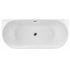 Balneo VIVA wall-mounted freestanding bathtub, white, 170 x 80 cm, acrylic, with stainless steel frame and 6 stabilizing legs, overflow, and chrome click-clack drain