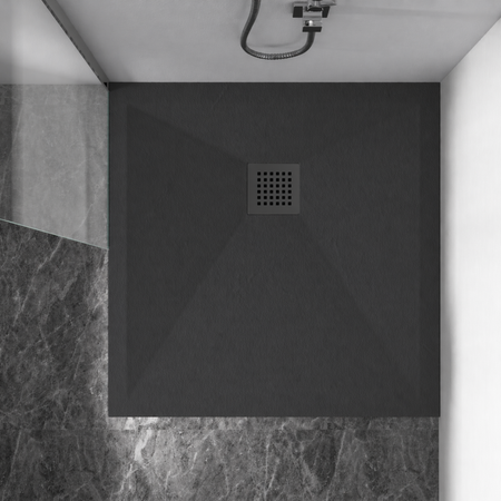Balneo Stone Tray composite shower tray 80 x 80 x 2.5 cm dark grey low square