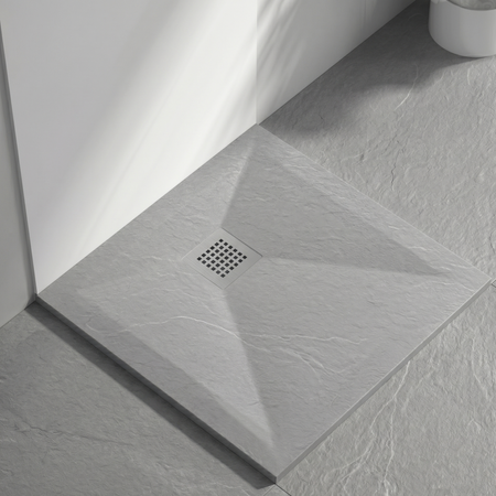 Balneo Stone Tray composite shower tray 90 x 90 x 2.5 cm light grey low square