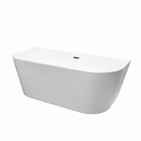 Free-standing wall-mounted bathtub Balneo VIVA white 170 x 80 cm acrylic with stainless steel frame and 6 stabilizing legs with overflow and gun metal plug