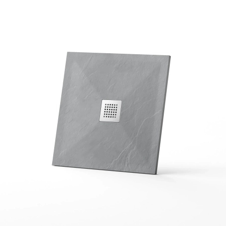 Brodzik z konglomeratu mineralnego Balneo Stone Tray 80 x 80 x 2,5 cm jasnoszary niski kwadratowy