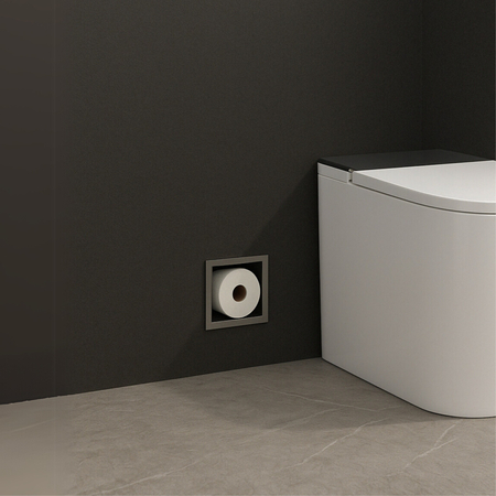 Balneo Wall Box Paper 3 Gun Metal – Recessed Stainless Steel Paper Storage Shelf