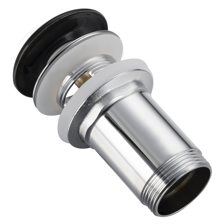 Balneo brass basin plug Klik Klak C black with overflow and ceramic head