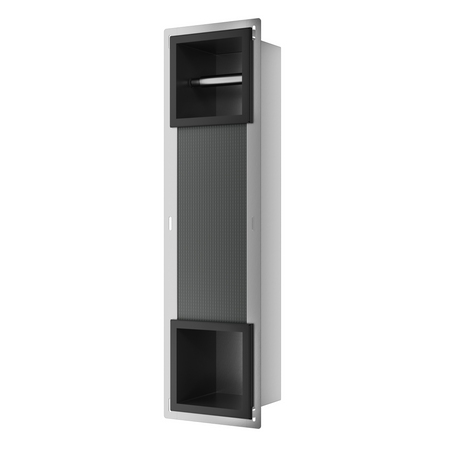 Balneo Wall Box Paper 2 Black Recessed Stainless Steel Paper Holder with Storage Compartment