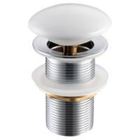 Brass washbasin stopper Balneo Klik Klak A white without overflow with ceramic head