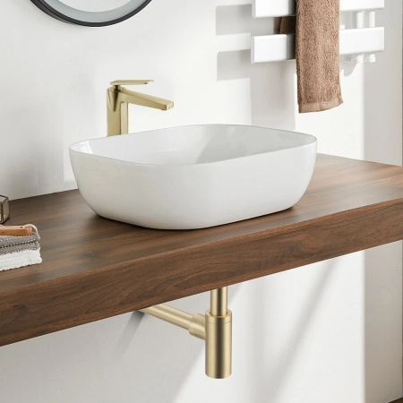 Balneo Round Gold Brass Washbasin Siphon – Brushed Gold