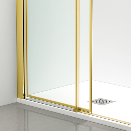 Kabina prysznicowa rozsuwana Balneo Rio 90 x 90 cm złota transparentna