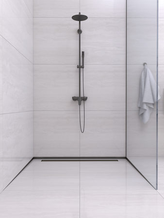 Listwa spadkowa Balneo czarna podłogowa czołowa 130 cm