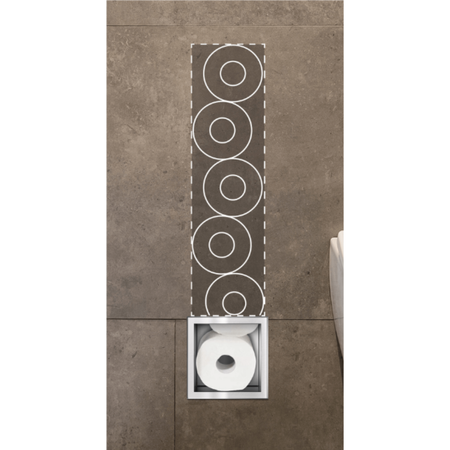 Balneo Wall Box Paper 3 built-in wall paper storage shelf in brushed stainless steel