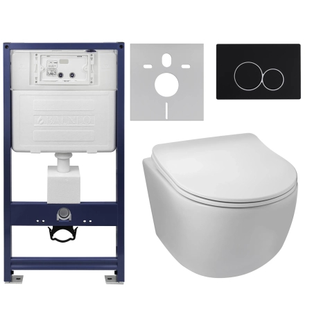 Concealed TOILET set Balneo frame / cistern frame Fix-Frame Standard with białą bowl TOILET Luna and button for choice