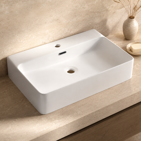 Balneo Neria 60 × 42 cm white ceramic countertop washbasin