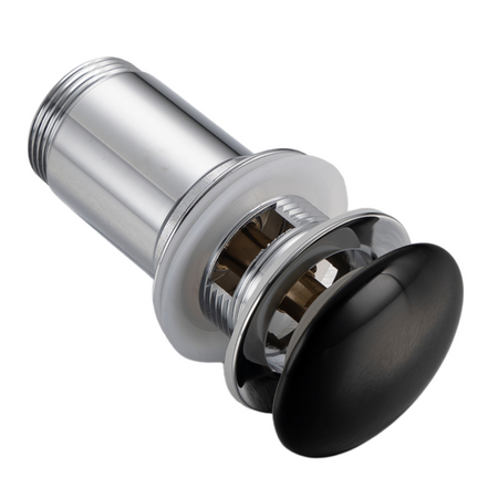 Brass washbasin stopper Balneo Klik Klak C black with overflow with ceramic head