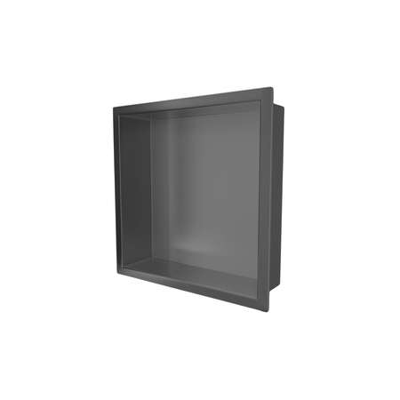 Balneo Wall Box One Recessed Shelf, Gun Metal, 30 x 30 x 7 cm, Brushed Stainless Steel with Flange