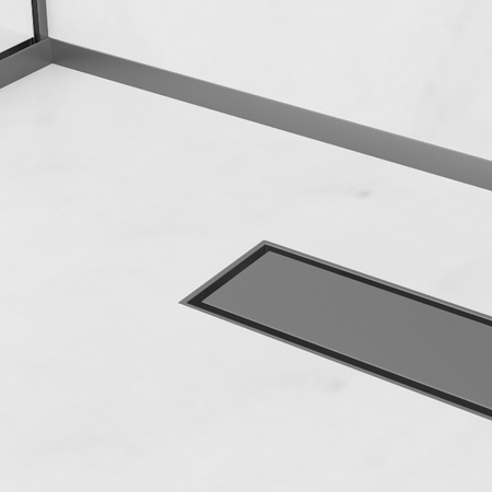 Balneo Gun Metal drop strip for glass left 120 cm