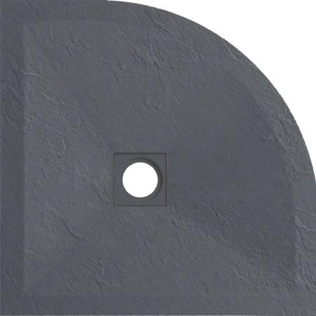 Balneo Stone Tray Composite Semi-Circular Low-Profile Shower Tray, 80 × 80 × 2.5 cm, Dark Gray