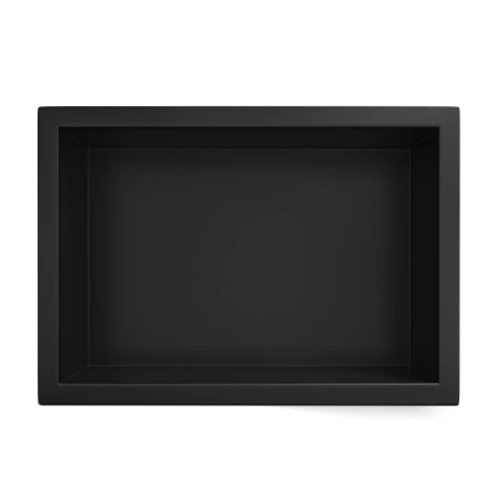 Balneo WALL-BOX ONE Black 30x20x10 cm black stainless steel recessed shelf with collar