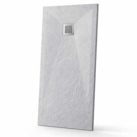 Balneo Stone Tray Composite Shower Tray 110 × 90 × 2.5 cm, Light Gray, Low-Profile, Rectangular